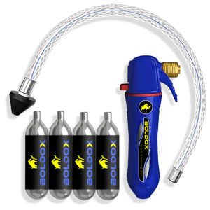 Boldox Drain Gun Blue featuring Hose & 4 CO2 cartridges